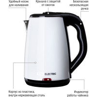 Электрический чайник TDM ELECTRIC Ника 1.8 л, нержавеющая сталь, пластик, 1800 Вт, белый SQ4001-0004