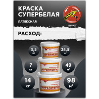 Краска водно-дисперсионная Superweiss (14 кг; морозоустойчивая) Poli-R 9913