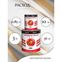Эмаль люкс (белая; глянцевая; 0.85 кг) Poli-R 16386