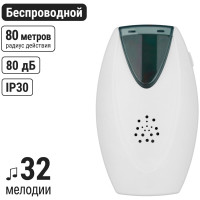 Звонок TDM ELECTRIC народный ЗББ-Н-11/6-32М беспроводной, на батарейках, блистер, открытый код SQ1901-0111
