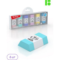 Ластик BERLINGO Pastel 6 шт, термопластичная резина, 50х28х12 мм, пластиковая коробка BLc_00390_6