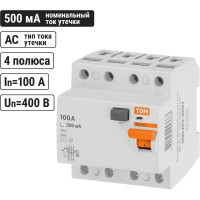 Устройство защитного отключения TDM ELECTRIC ВД1-63 4Р 100А 500мА SQ0203-0097