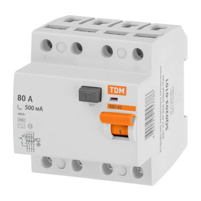 Устройство защитного отключения TDM ELECTRIC ВД1-63 4Р 80А 500мА SQ0203-0101