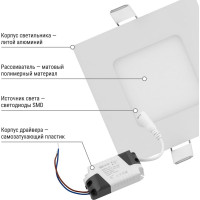 Светодиодный встраиваемый светильник TDM ELECTRIC Даунлайт квадрат СВО белый 3 Вт 6500К SQ0329-0115