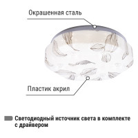 Светильник потолочный светодиодный LED СПС 12 15Вт 4000К D35см, Кристалл TDM ELECTRIC SQ0329-0162