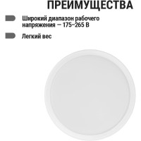 Светодиодный светильник TDM ELECTRIC LED ДПП 3901 8Вт 6500К IP65 белый круг 140*57 мм Народный SQ0366-0148