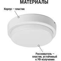 Светодиодный светильник TDM ELECTRIC LED ДПП 3901 8Вт 6500К IP65 белый круг 140*57 мм Народный SQ0366-0148