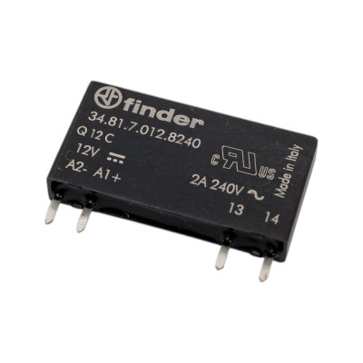 Finder, ультратонкое твердот реле ;= 12в чувст. пост. тока; вых. цепь 1но 2а, 230в Ac, 348170128240