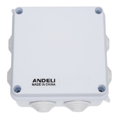 Распаечная коробка ANDELI с крышкой, 100х100х70, 7 входов, IP65 ADL18-601
