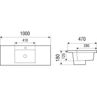 Врезная раковина WeltWasser WW DEILBACH 7505 - 100 1000х470х180 10000004633