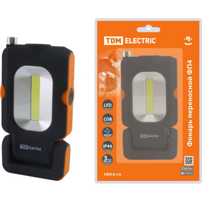 Переносной светодиодный фонарь TDM ELECTRIC ФП4, 1 Вт LED+3 Вт COB, 110 лм, 3хААА, SQ0350-0098
