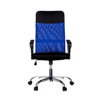 Кресло руководителя Helmi HL-E16 Content ткань/сетка/экокожа черная/синяя, хром 311358