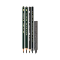 Набор чернографитных карандашей Faber-Castell Pitt Graphite, 5 шт, ластик, точилка, 2B/6B, заточенные, блистер 112997