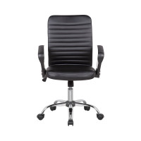Кресло оператора Helmi HL-M09 LUX, искусственная кожа черная, механизм качания, хром 306215
