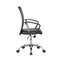 Кресло оператора Helmi HL-M09 LUX, искусственная кожа черная, механизм качания, хром 306215