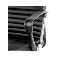 Кресло оператора Helmi HL-M09 LUX, искусственная кожа черная, механизм качания, хром 306215