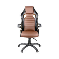 Игровое кресло Helmi HL-S03 Drift, экокожа черная/коричневая, вставка ткань оранжевая 274808