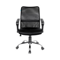 Кресло оператора Helmi HL-M09, ткань/сетка черная, механизм качания, хром 306214