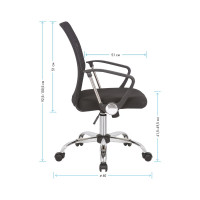 Кресло оператора Helmi HL-M09, ткань/сетка черная, механизм качания, хром 306214