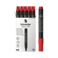 Маркер перманентный Schneider "Maxx 160" красный, пулевидный, 3мм, 10 шт. 116002