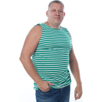 Тельняшка без рукавов БЕРТА 100 % хлопок, зеленая полоса 703з-56-58