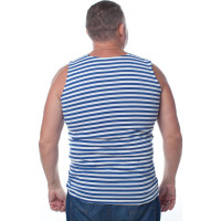 Армейская тельняшка без рукавов, 100% хлопок БЕРТА (голубая полоса) 703г-52-54