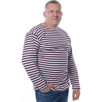Плотная тельняшка с длинным рукавом БЕРТА 100% хлопок, краповая полоса 700к-52-54