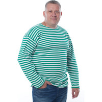 Плотная тельняшка с длинным рукавом БЕРТА 100% хлопок, зеленая полоса 700з-60-62