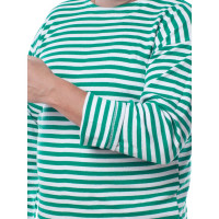 Плотная тельняшка с длинным рукавом БЕРТА 100% хлопок, зеленая полоса 700з-60-62