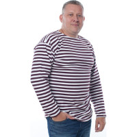 Тельняшка с начесом и длинным рукавом БЕРТА 100% хлопок, краповая полоса 702к-48-50