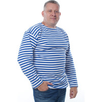 Тельняшка с начесом и длинным рукавом БЕРТА 100% хлопок, голубая полоса 702г-56-58