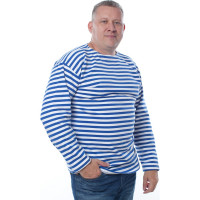 Тельняшка с начесом и длинным рукавом БЕРТА 100% хлопок, голубая полоса 702г-60-62