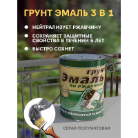 Грунт-эмаль 3 в 1 White House (серая; 0.9 кг) 15431