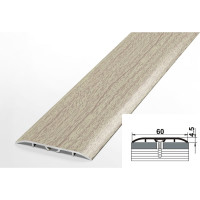 Порог прямой алюминиевый декоративный (60 мм, 0,9 м, Дуб беленый) ЛУКА УТ000012661