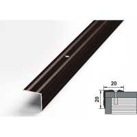 Порог угловой алюминиевый декоративный (20х20 мм, 1,35 м, Дуб венге) ЛУКА УТ000005876