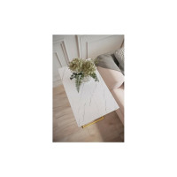 Придиванный стол Мебелик Агами Голд белый мрамор/золото 6676