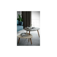 Журнальный стол Мебелик Стилгрей серый лен/бежевый лен/дуб светлый 5018