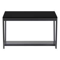 Журнальный стол Мебелик BeautyStyle 1 темный глянец графит/стекло черное 5276