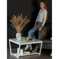 Журнальный стол Мебелик BeautyStyle 1 белый глянец/стекло белое 5275