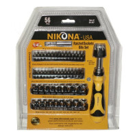 Реверсивная отвертка NIKONA с набором бит и головок SAE и metric 56 предметов 29-357