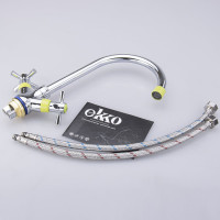 Смеситель для кухни Ekko с гайкой, с цветными наконечником и ручками, салатовый E49118-6