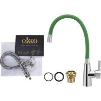 Смеситель для кухни Ekko гибкий излив, с гайкой, салатовый E4205-E52