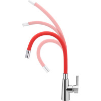 Смеситель для кухни Ekko гибкий излив, с гайкой, красный E4205-E58