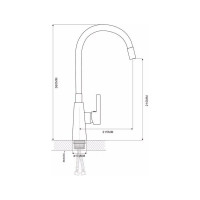 Смеситель для кухни Ekko гибкий излив, с гайкой, черный E4205-E59