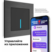 Умный сенсорный 1-клавишный выключатель WERKEL W4510608 черный a048326