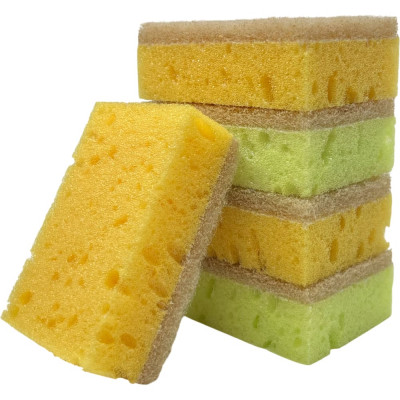 Крупнопористые губки для посуды EUROHOUSE 86х62х30 мм, 5 шт 14330