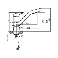Смеситель для кухни Ekko с подключением фильтра питьевой воды, с гайкой E4304