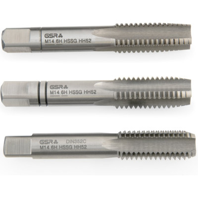 Ручные метчики GSR M14х2 HSSG DIN352 6H набор 3 шт для глухих и сквозных отверстий  B00105260