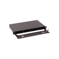 Бокс LANMASTER 19, на 4 кассеты MPO, 1U, черный LAN-FOBM-4MCS-1U