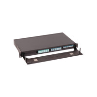 Бокс LANMASTER 19, на 4 кассеты MPO, 1U, черный LAN-FOBM-4MCS-1U